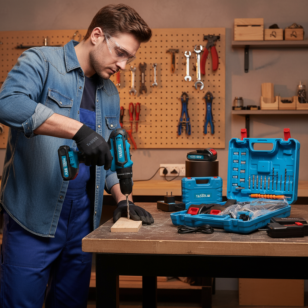 Taladro Inalámbrico 98V Percutor con 2 Baterías y Kit Completo de Accesorios