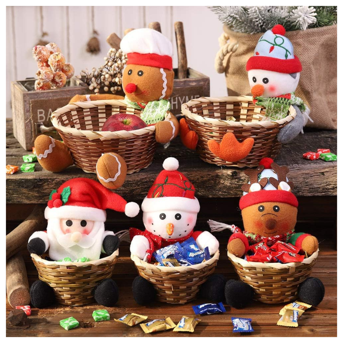 Cesta Navideña de Bambú Ecológica - Regalo Elegante y Sostenible | Multiuso