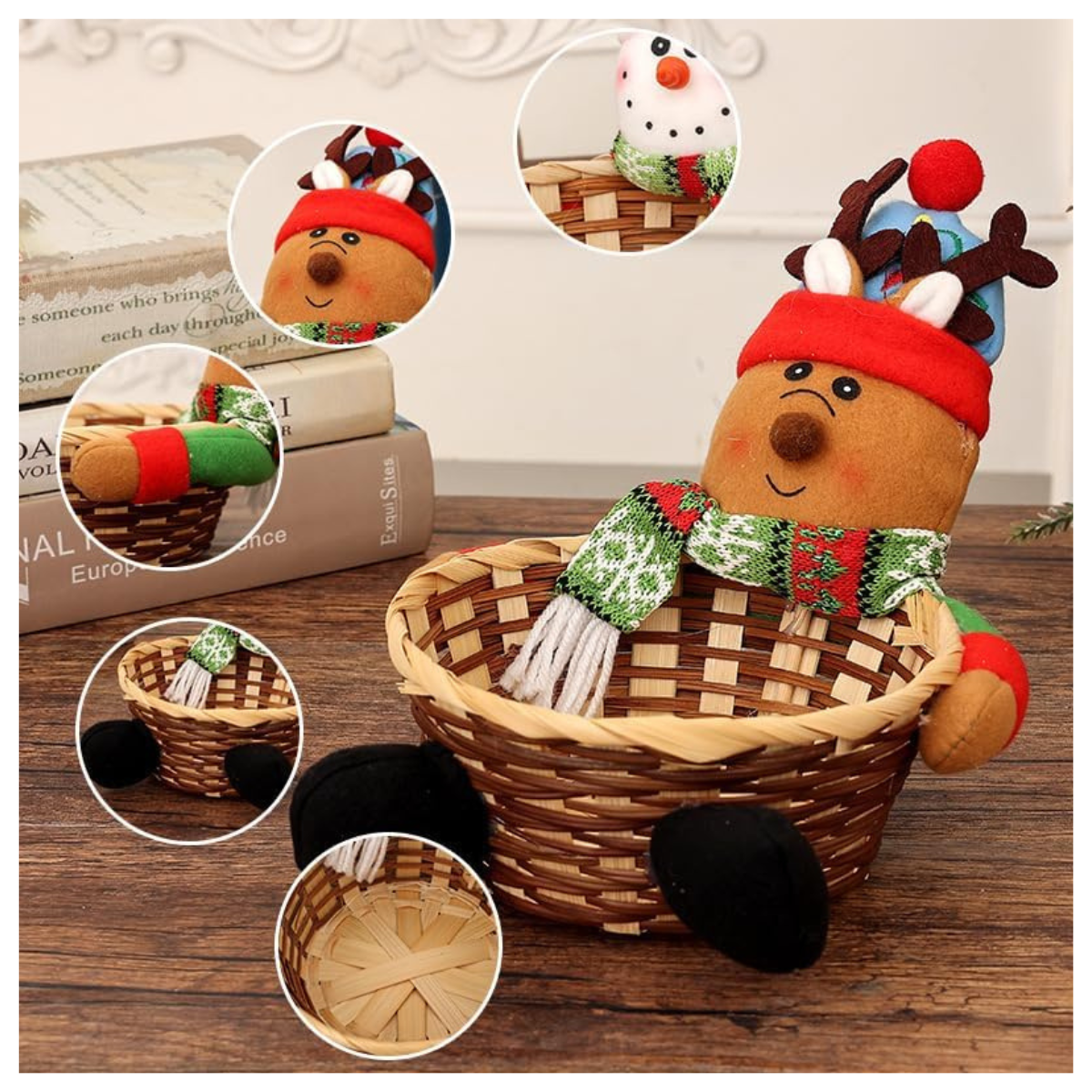 Cesta Navideña de Bambú Ecológica - Regalo Elegante y Sostenible | Multiuso