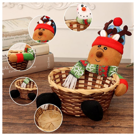 Cesta Navideña de Bambú Ecológica - Regalo Elegante y Sostenible | Multiuso