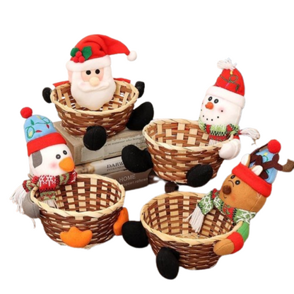 Cesta Navideña de Bambú Ecológica - Regalo Elegante y Sostenible | Multiuso