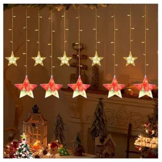 Guirnalda Cortina Estrella Roja-Blanca