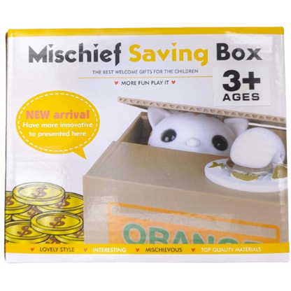 Alcancía Gato Ladrón en Cajita - Alcancía Interactiva Divertida para Niños y Adultos