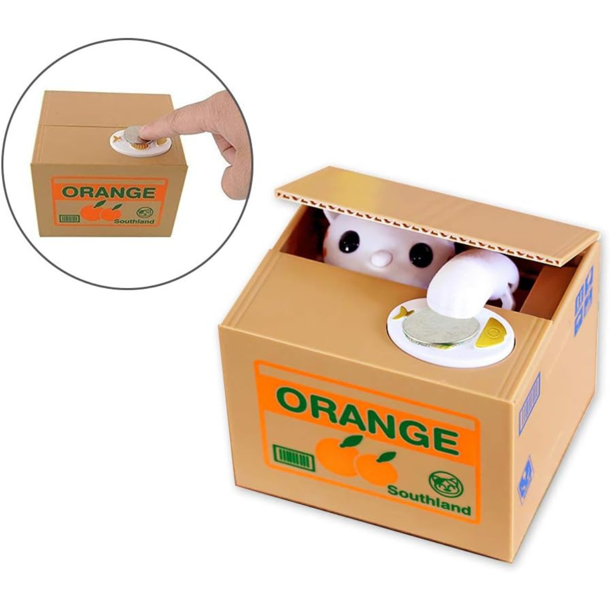 Alcancía Gato Ladrón en Cajita - Alcancía Interactiva Divertida para Niños y Adultos