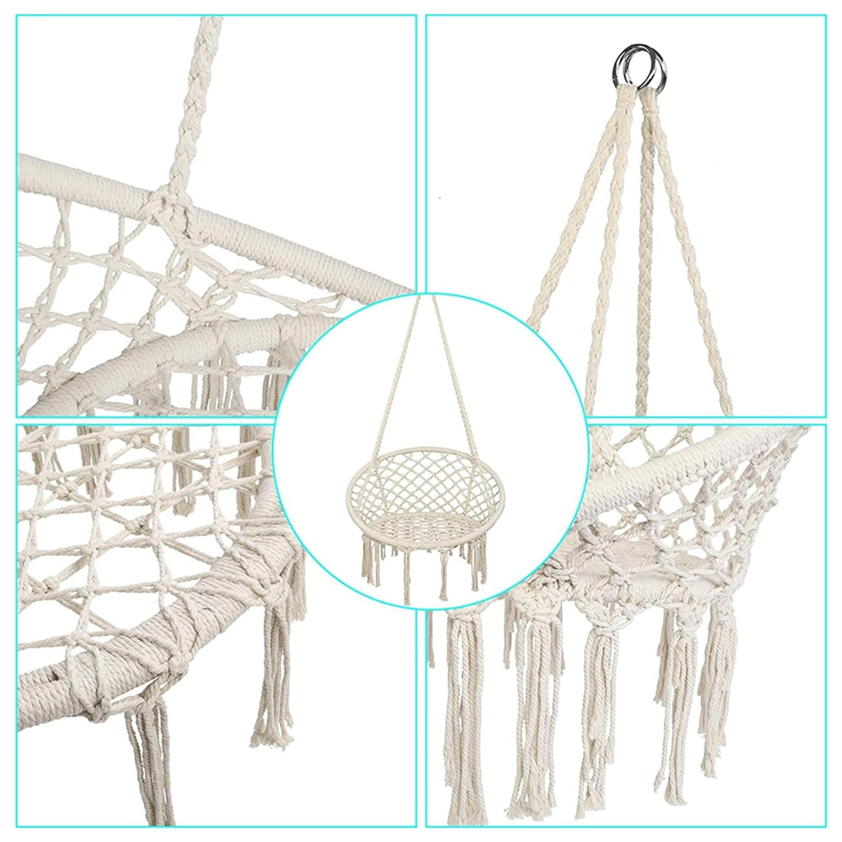 Silla Hamaca Colgante Macramé - Silla Relax Bohemia para Interior y Exterior