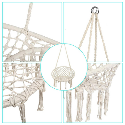 Silla Hamaca Colgante Macramé - Silla Relax Bohemia para Interior y Exterior