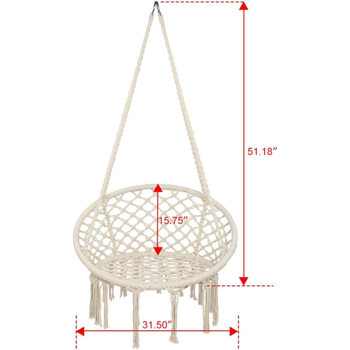 Silla Hamaca Colgante Macramé - Silla Relax Bohemia para Interior y Exterior