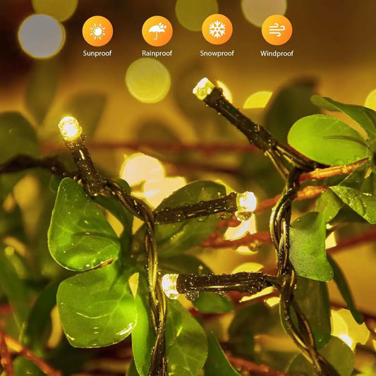 Luces Solares de Navidad 8m – 80 LED Multicolor / Amarillo