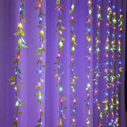 Luces Navideñas LED de Hojas 220V - Cortina 3x1m Multicolor para Decoración