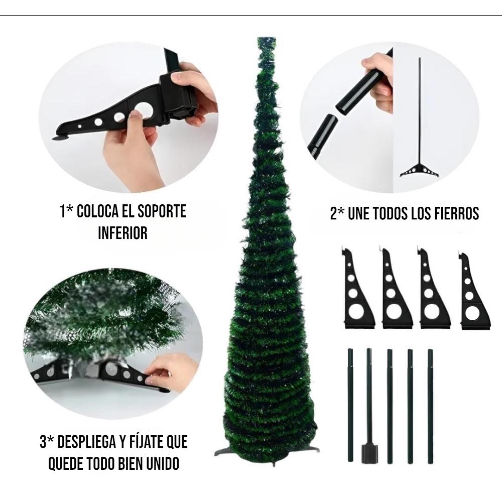 Árbol de Navidad Plegable Espiral 150cm - Se Arma en 10 Segundos | Ahorra Espacio