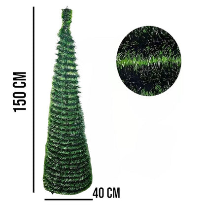 Árbol de Navidad Plegable Espiral 150cm - Se Arma en 10 Segundos | Ahorra Espacio