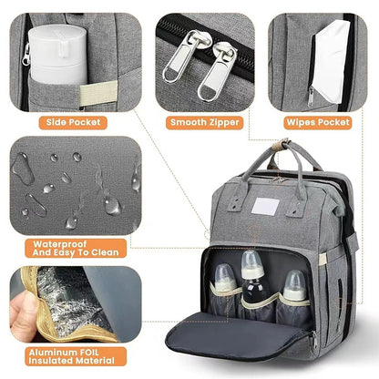 Bolso Mochila Cuna Mudador Portátil Plegable - 14 Bolsillos Multifuncional para Bebé