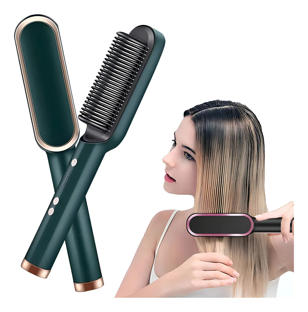 Cepillo Alisador Eléctrico 2 en 1 - Alisa y Peina en Segundos