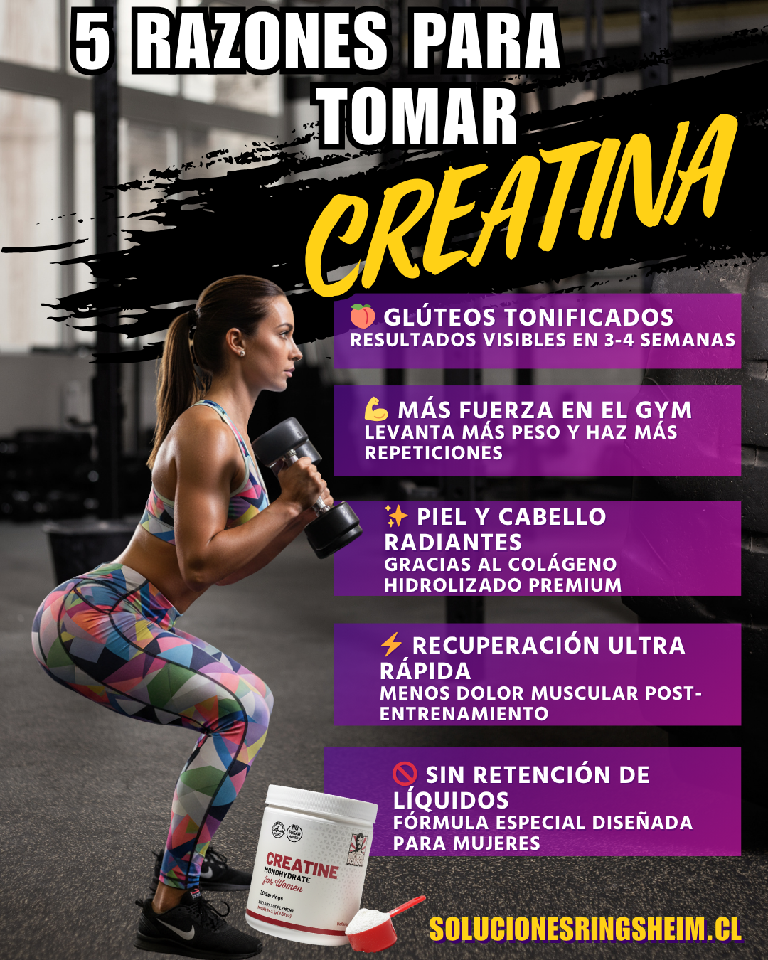 Creatina para Mujeres con Colágeno - Glúteos Tonificados en 3 Semanas | Old School Labs