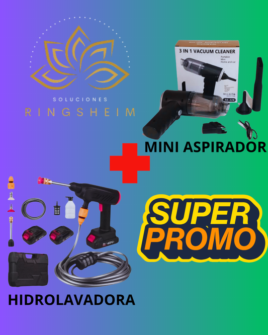 Hidrolavadora Inalámbrica Multifunción + Aspiradora Portátil 3 en 1